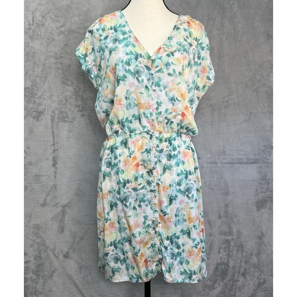 Cloth & Stone Cutout Mini Dress Women's Size XL Floral Watercolor Spring